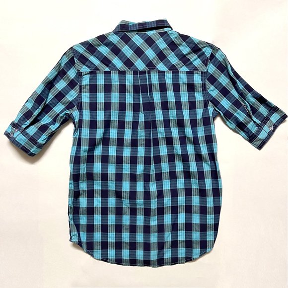 Ben Sherman Blue Square Print Short Sleeve Button Down Shirt (S) - Picture 2 of 9